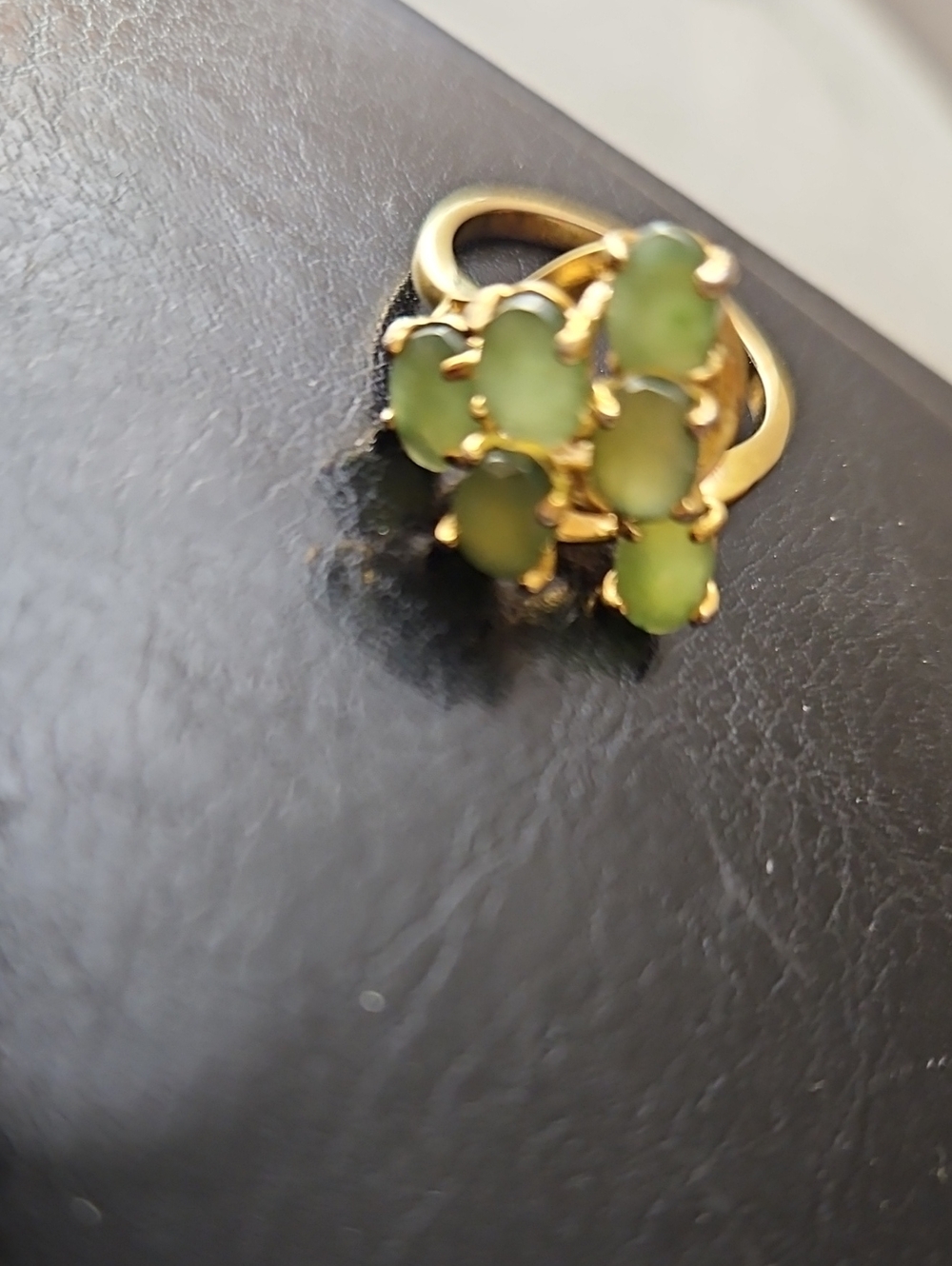Gold Ring with Green Gemstone Cluster